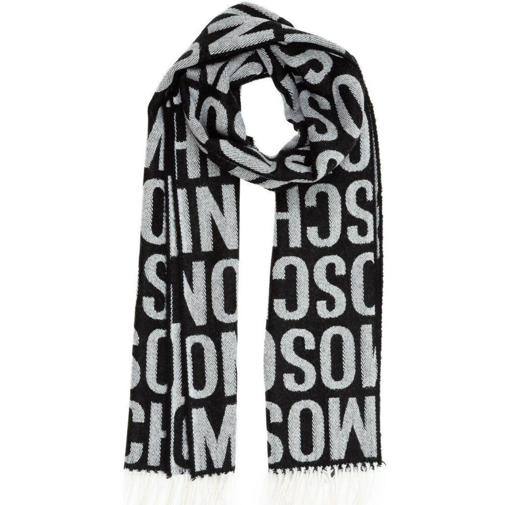 Moschino Men's Black & Grey Shawl Stole Wool Winter Scarf